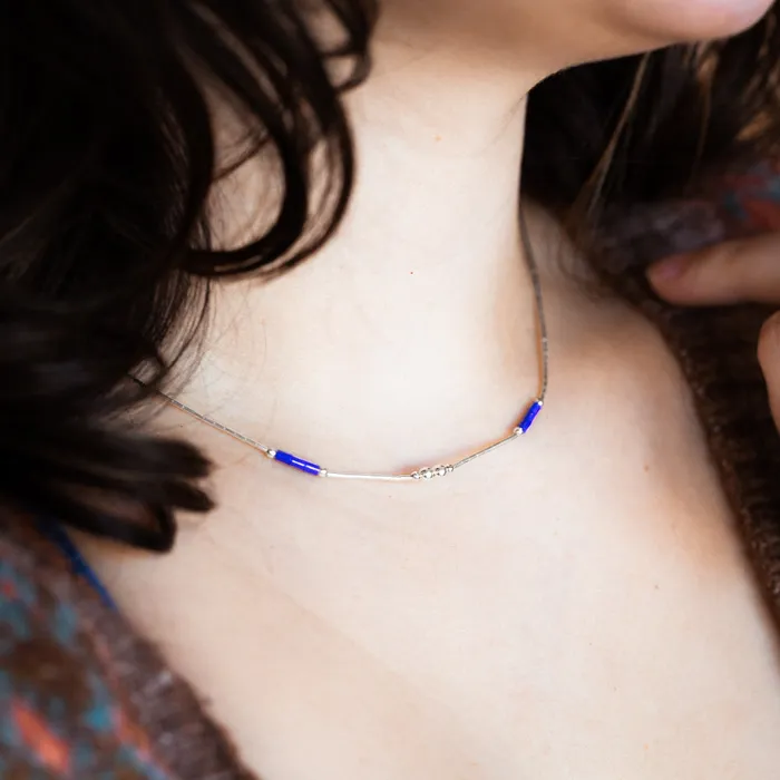 TSkies Jewelry Necklaces Lapis Liquid Silver Necklace