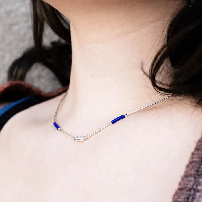TSkies Jewelry Necklaces Lapis Liquid Silver Necklace