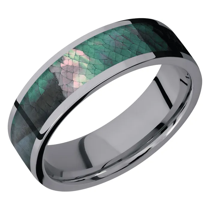 Tantalum Band with Black Mother of Pearl Lashbrook Rings Tantalum Band with Black Mother of Pearl Lashbrook Rings