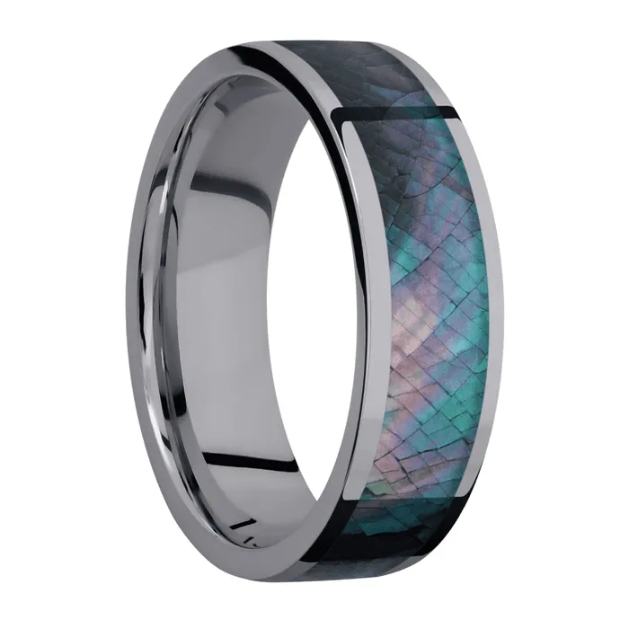 Tantalum Band with Black Mother of Pearl Lashbrook Rings Tantalum Band with Black Mother of Pearl Lashbrook Rings