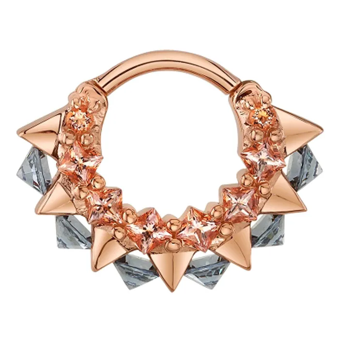 Tara Hinge Ring in Gold with Chatham Champagne Sapphire Smoky Quartz Body Vision BVLA Rings