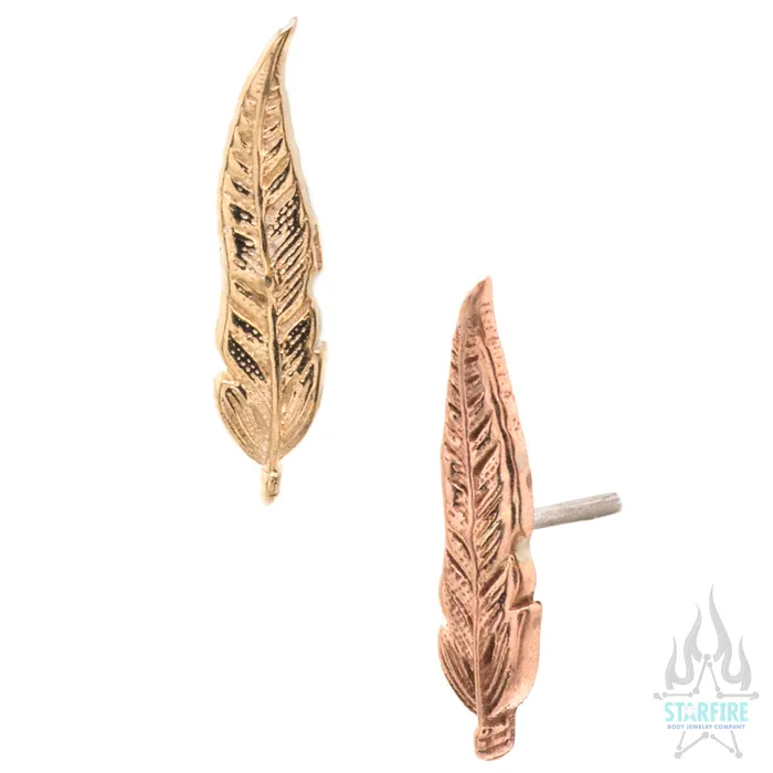 Tawapa Earrings threadless Feather Pin in Gold