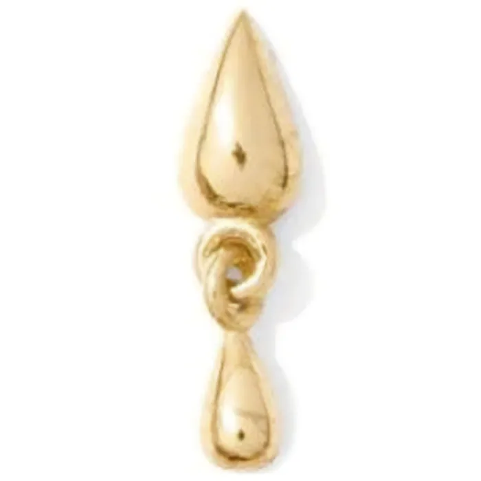 Tawapa threadless Storm Pin with Dangle in Gold Earrings