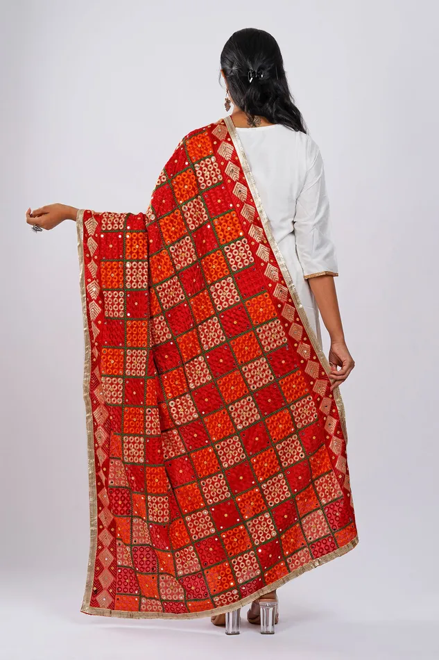 Teejh Billo Rani Phulkari Dupatta Teejh Earrings