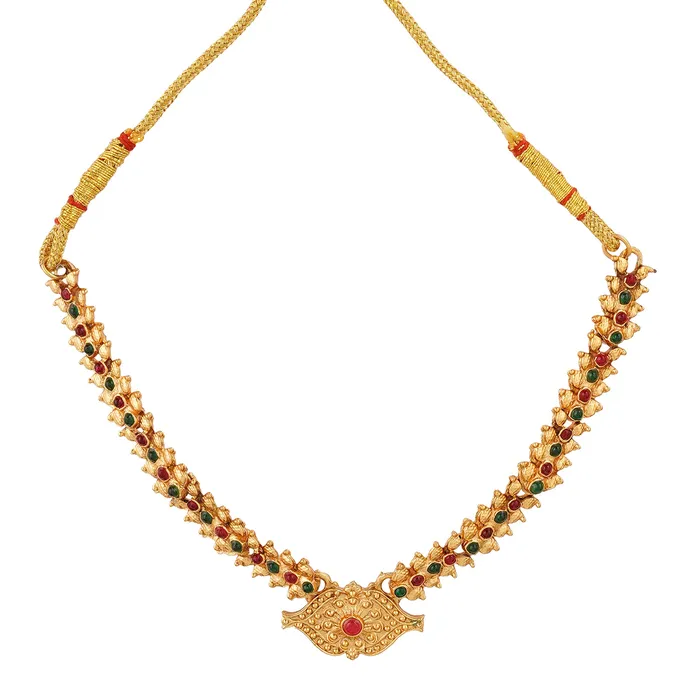 Teejh Dharmika Gold Red And Green Necklace Set Teejh Necklaces