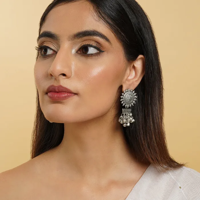 Teejh Earrings Rumjhum Silver Oxidised Earring