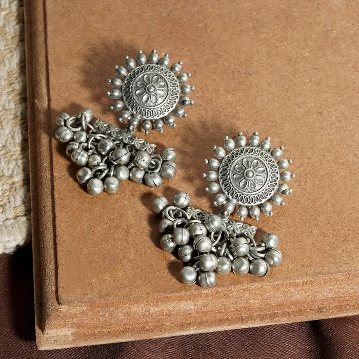 Teejh Earrings Rumjhum Silver Oxidised Earring