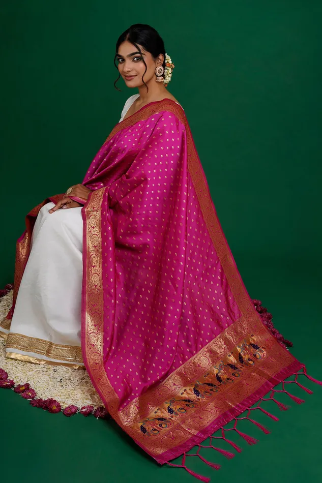Teejh Earrings Teejh Chandira Rani Pink Banarasi Dupatta