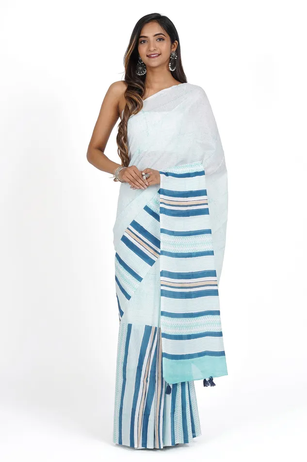 Teejh Earrings Teejh Jyoti Mulmul Cotton Saree