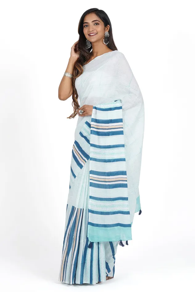 Teejh Earrings Teejh Jyoti Mulmul Cotton Saree