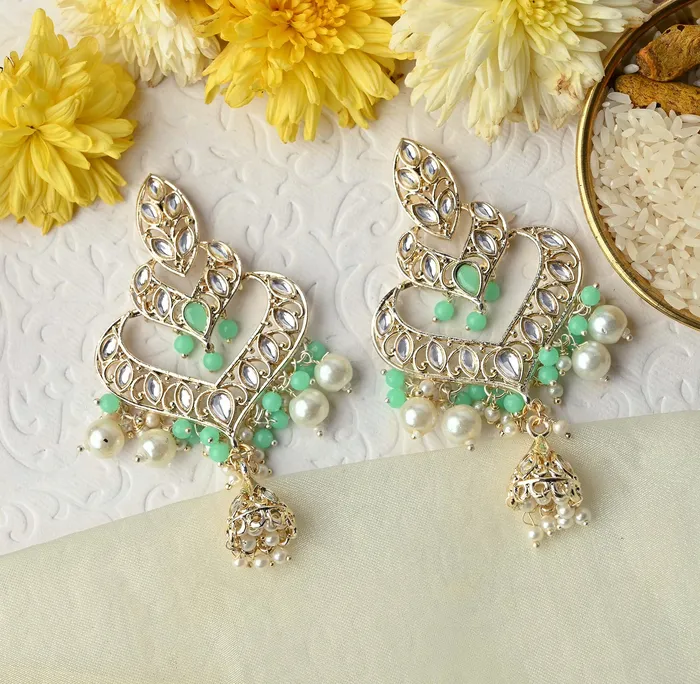 Teejh Earrings Teejh Shrijita Mint Gold Enamel Earrings