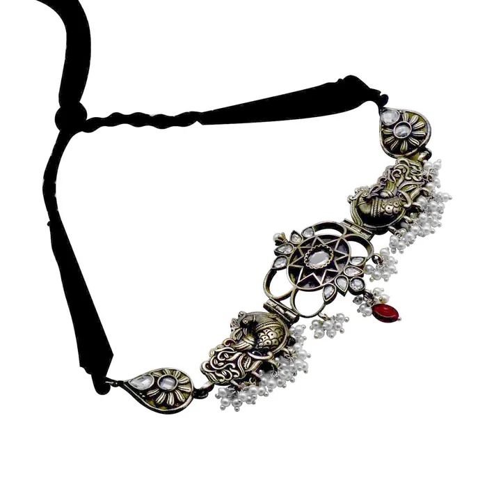Teejh Kanishka White Silver Oxidized Jewelry Gift Set Teejh Rings