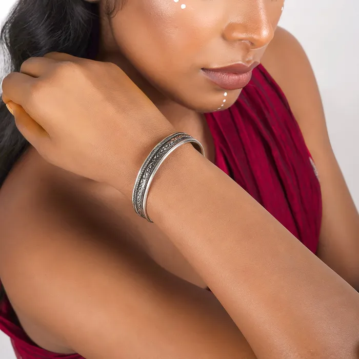 Teejh Kirath Silver Oxidised Cuff Bracelet Teejh Bracelets Teejh Kirath Silver Oxidised Cuff Bracelet Teejh Bracelets