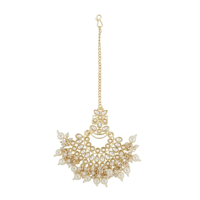 Teejh Necklaces Teejh Aaryana Pearl and Polki Maangtika Teejh Necklaces Teejh Aaryana Pearl and Polki Maangtika