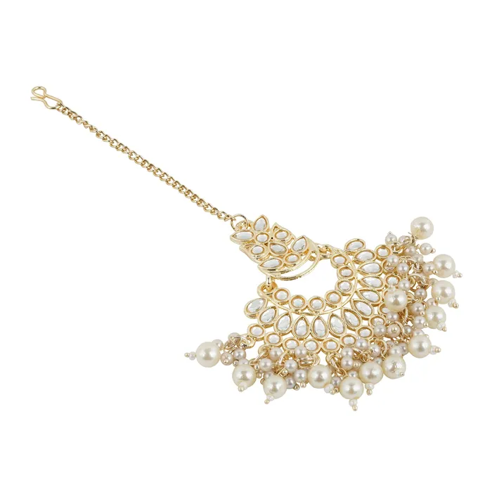 Teejh Necklaces Teejh Aaryana Pearl and Polki Maangtika Teejh Necklaces Teejh Aaryana Pearl and Polki Maangtika
