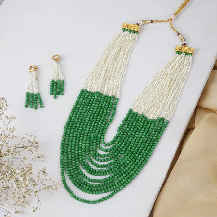Teejh Necklaces Teejh Jareen Green and White Gold Necklace Set