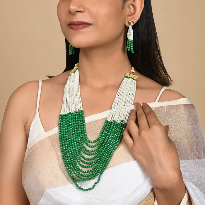 Teejh Necklaces Teejh Jareen Green and White Gold Necklace Set Teejh Necklaces Teejh Jareen Green and White Gold Necklace Set