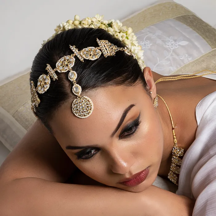 Teejh Necklaces Teejh Shobha Pearl and Polki Matha Patti