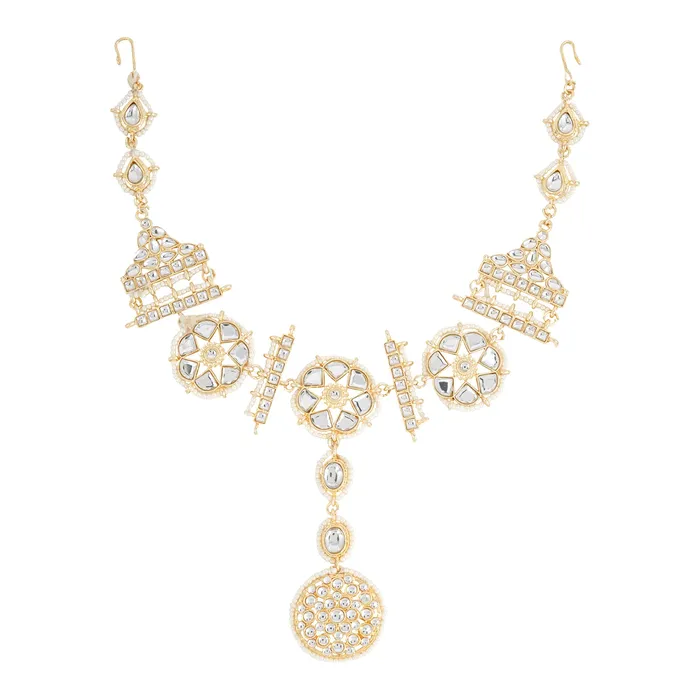 Teejh Necklaces Teejh Shobha Pearl and Polki Matha Patti Teejh Necklaces Teejh Shobha Pearl and Polki Matha Patti