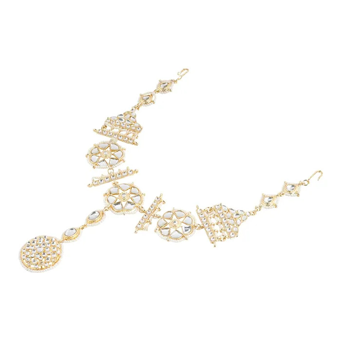 Teejh Necklaces Teejh Shobha Pearl and Polki Matha Patti Teejh Necklaces Teejh Shobha Pearl and Polki Matha Patti