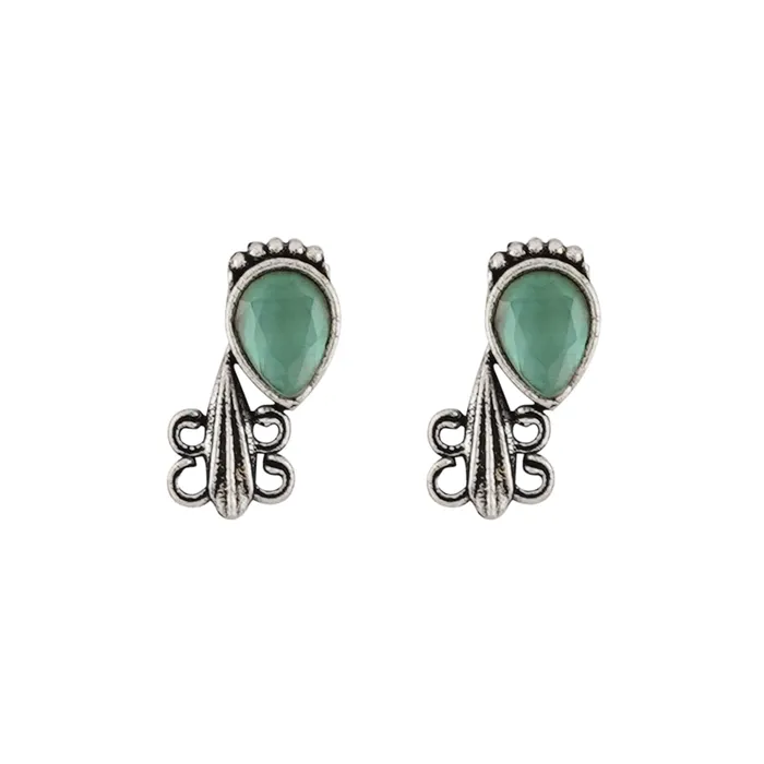 Teejh Necklaces Teejhhu Silver Sea Green Blossom Necklace Set