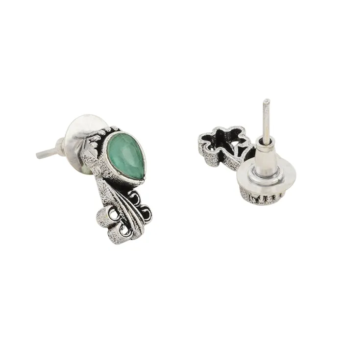 Teejh Necklaces Teejhhu Silver Sea Green Blossom Necklace Set