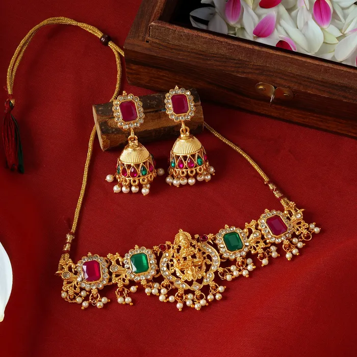 Teejh PreStyled Sets Teejh Glossy Finish Gold Multicoloured Set