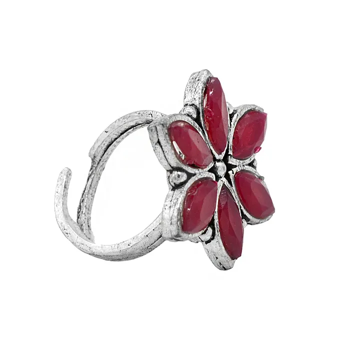 Teejh Rings Ageless Red Stone Silver Ring