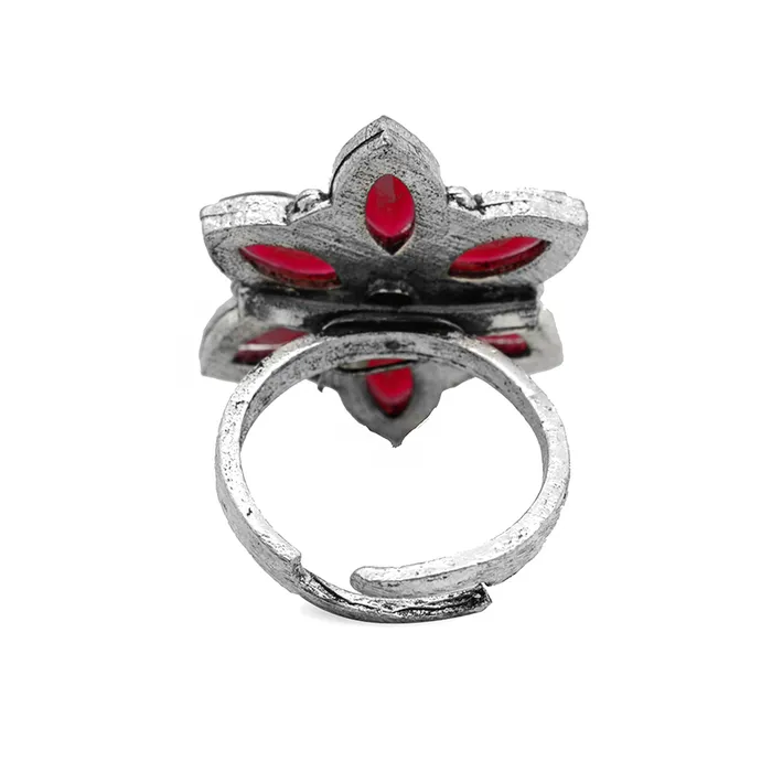 Teejh Rings Ageless Red Stone Silver Ring
