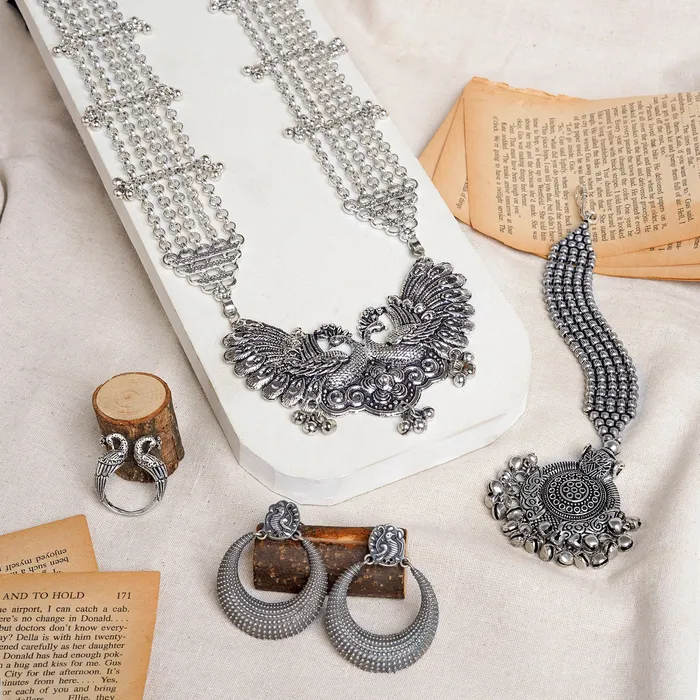 Teejh Rings Teejh Kadamba Oxidised Silver Jewellery Gift Set
