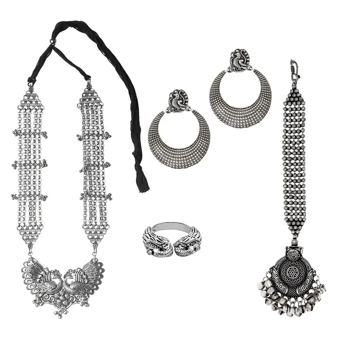 Teejh Rings Teejh Kadamba Oxidised Silver Jewellery Gift Set