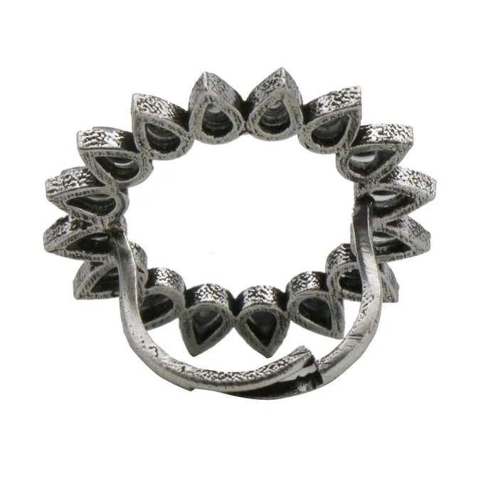 Teejh Rings Teejh Loop Polki Silver Oxidized Ring Teejh Rings Teejh Loop Polki Silver Oxidized Ring
