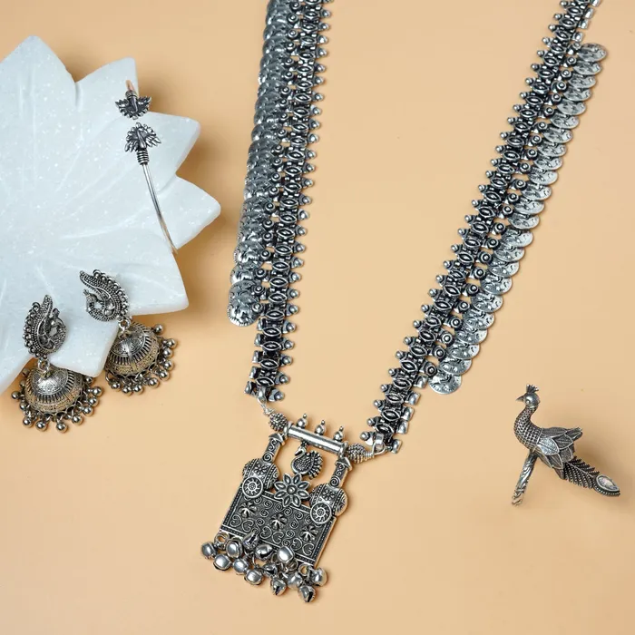 Teejh Rings Teejh Peeha Silver Oxidised Jewelry Gift Set