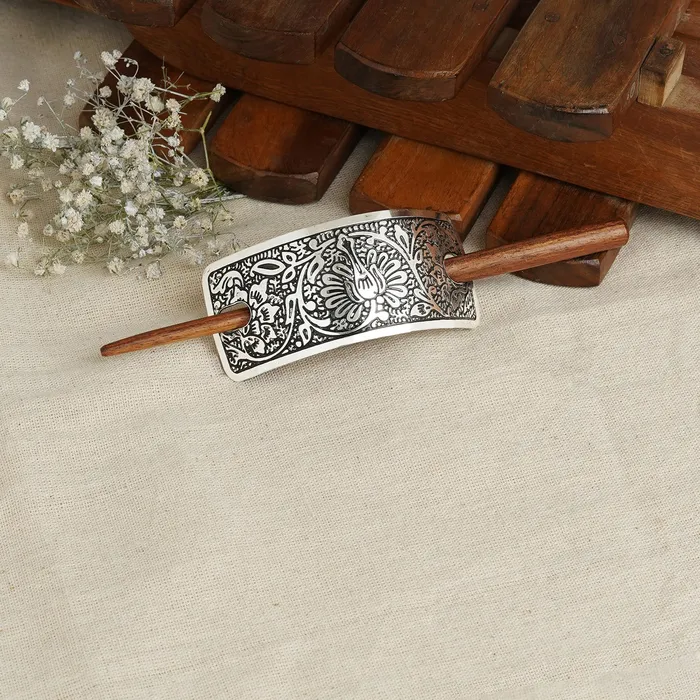 Teejh Sakshi Silver lossy Bun Stick Teejh Rings