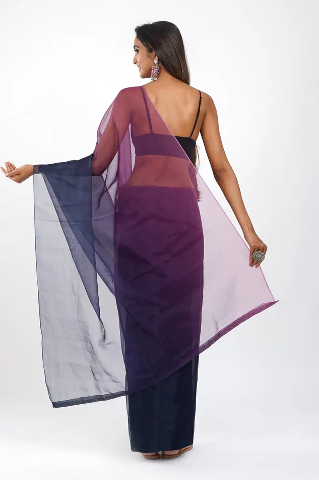 Teejh Sivyani Ombre Organza Saree Teejh Earrings
