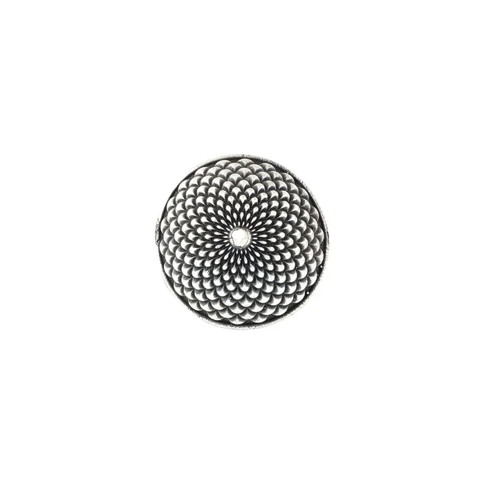 Teejh Teejh Pranwesha Floral Dome Silver Oxidised Ring Rings
