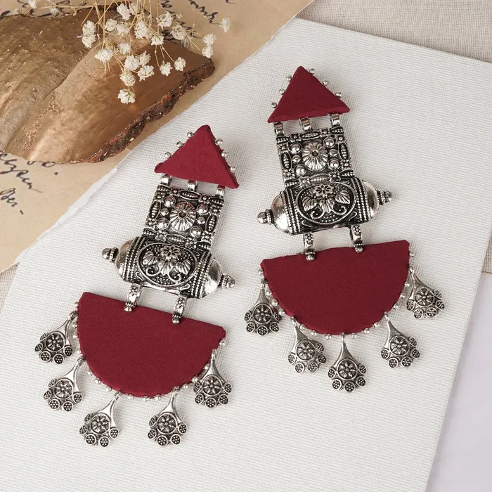 Teejh Teejh Yaalini Maroon Fabric Earring Earrings
