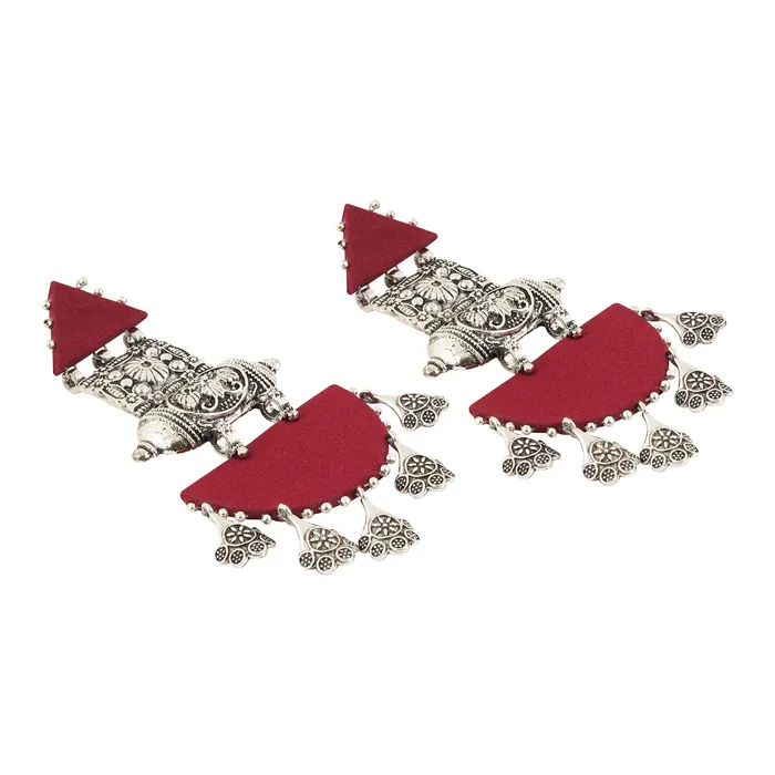 Teejh Teejh Yaalini Maroon Fabric Earring Earrings Teejh Teejh Yaalini Maroon Fabric Earring Earrings