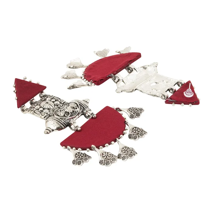 Teejh Teejh Yaalini Maroon Fabric Earring Earrings Teejh Teejh Yaalini Maroon Fabric Earring Earrings