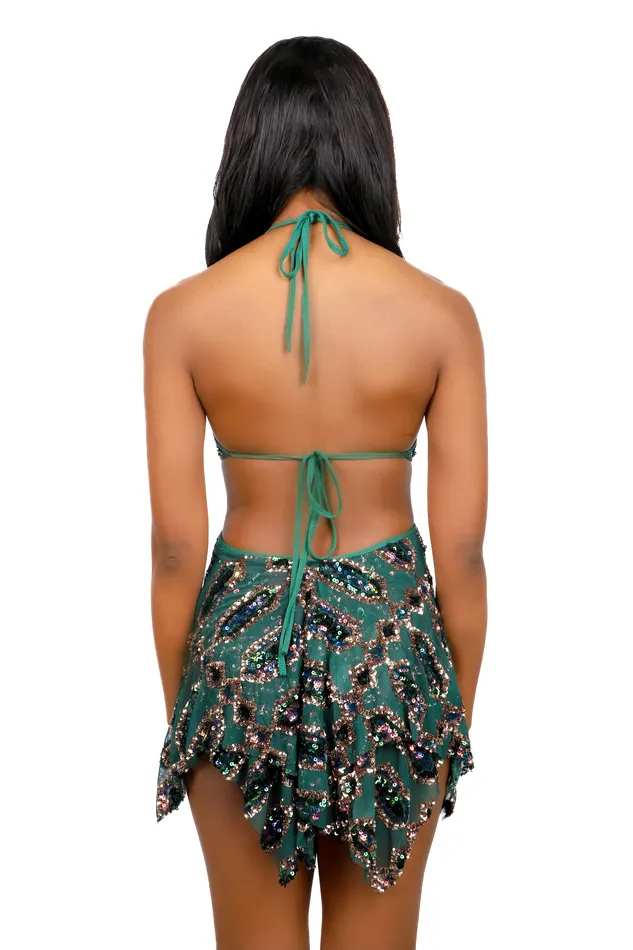 THE LUMI SHOP Earrings Emerald Jade Sequin Goddess Dress