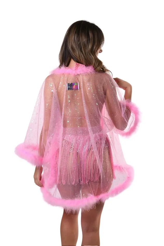 THE LUMI SHOP Earrings Fuzzy Kimono Pink Stars THE LUMI SHOP Earrings Fuzzy Kimono Pink Stars