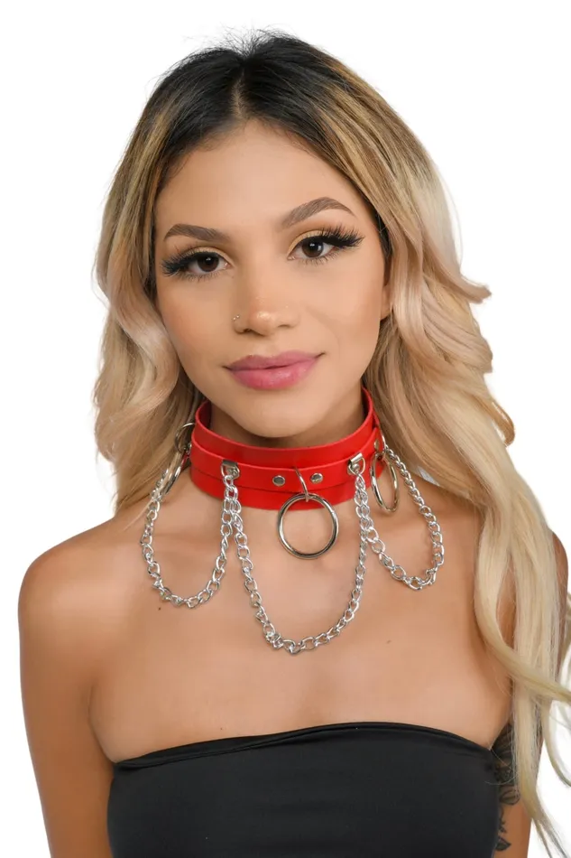 THE LUMI SHOP Earrings Red Vegan Leather Choker