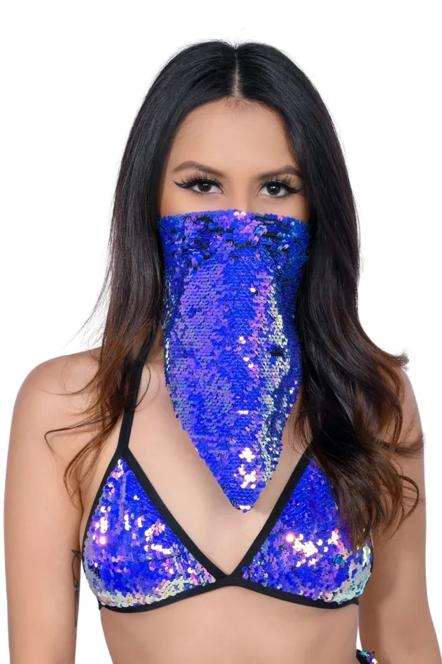 THE LUMI SHOP Earrings Sequin Bandana Face Mask Gypsy Fuchsia