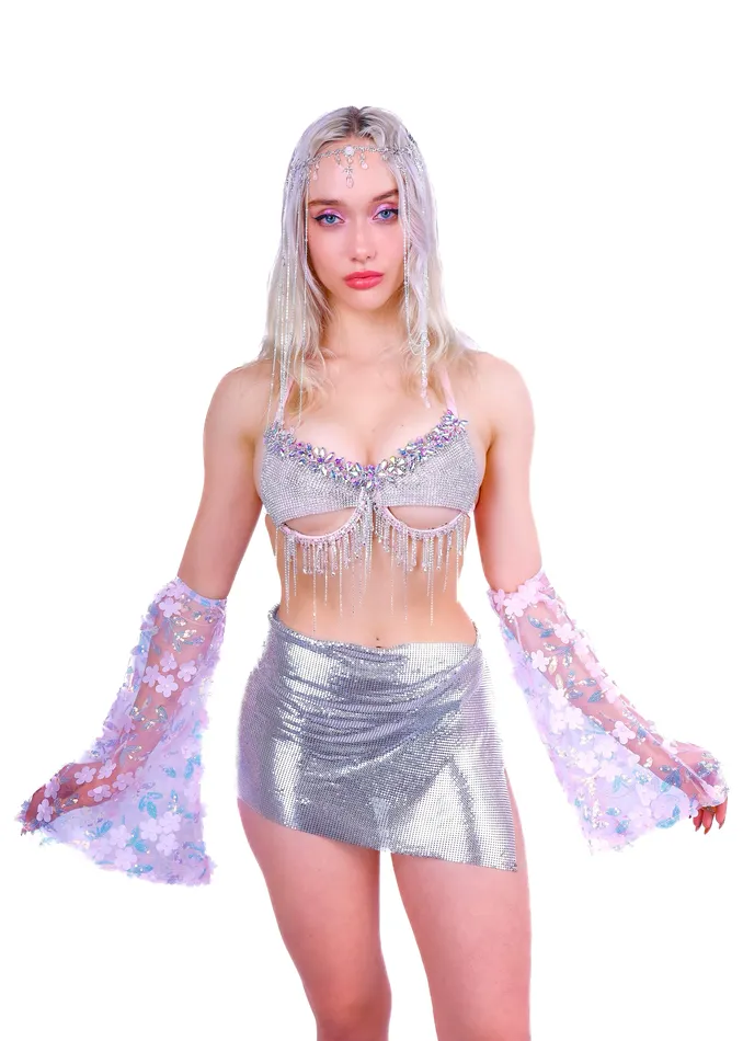 THE LUMI SHOP FULL OUTFIT Pink Rhinestone Goddess Nymph 4 pcs Earrings