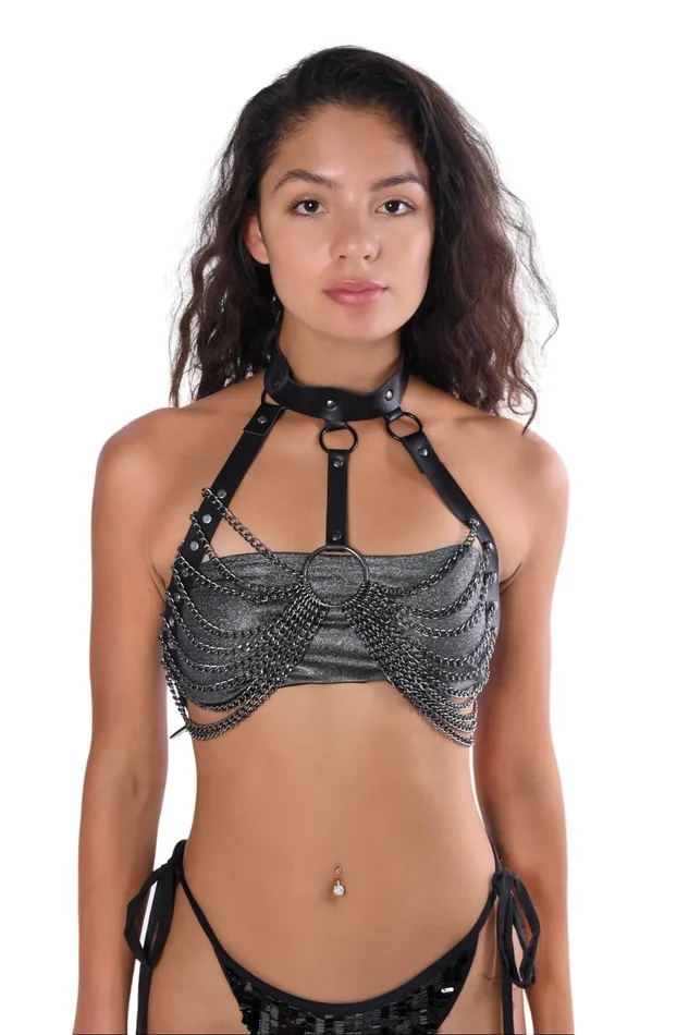 THE LUMI SHOP Necklaces Dark Silver Chain Harness Top