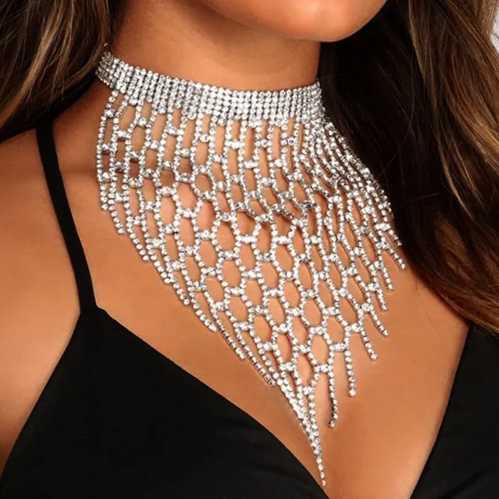 THE LUMi SHOP Necklaces Silver Rhinestone Net Necklace