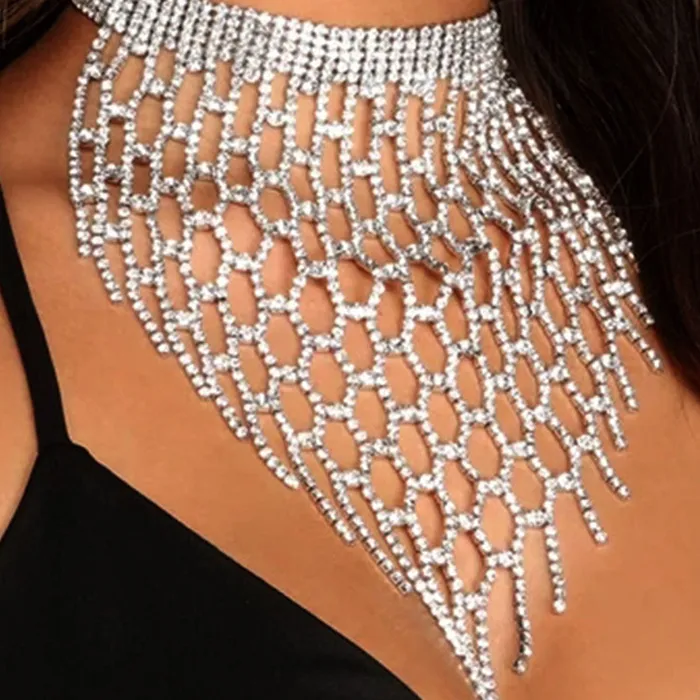 THE LUMi SHOP Necklaces Silver Rhinestone Net Necklace