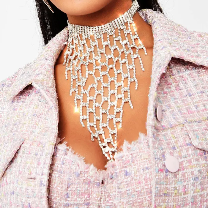 THE LUMi SHOP Necklaces Silver Rhinestone Net Necklace