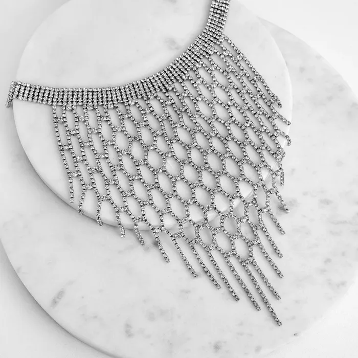 THE LUMi SHOP Necklaces Silver Rhinestone Net Necklace