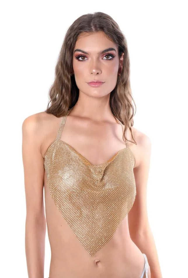 THE LUMI SHOP PreStyled Sets Gold Rhinestone Top